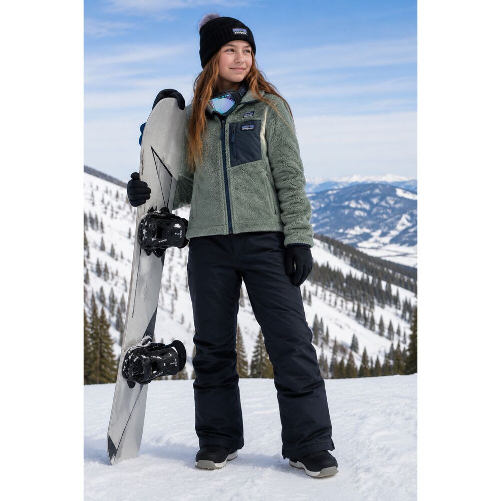 NWT Patagonia Black Powder Town Snowboard Ski Pants Trousers Girls Size Medium